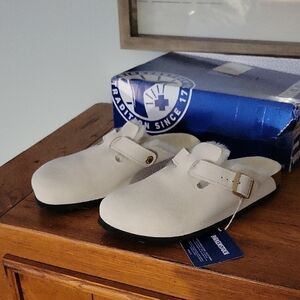 Birkenstock Antique White Boston Shearling Clogs 39